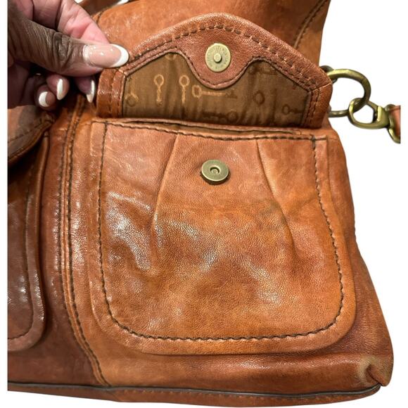 Vintage FOSSIL Crossbody Convertible Bag Purse Messenger Leather Key Zipper - Picture 6 of 16